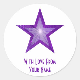 Purple Star 'With Love From'' round pale purple Classic Round Sticker
