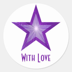 Purple Star 'With Love'' round sticker white