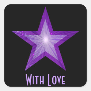 Purple Star 'With Love'' square sticker black