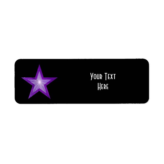 Purple Star 'Your Text' label small black (Front)