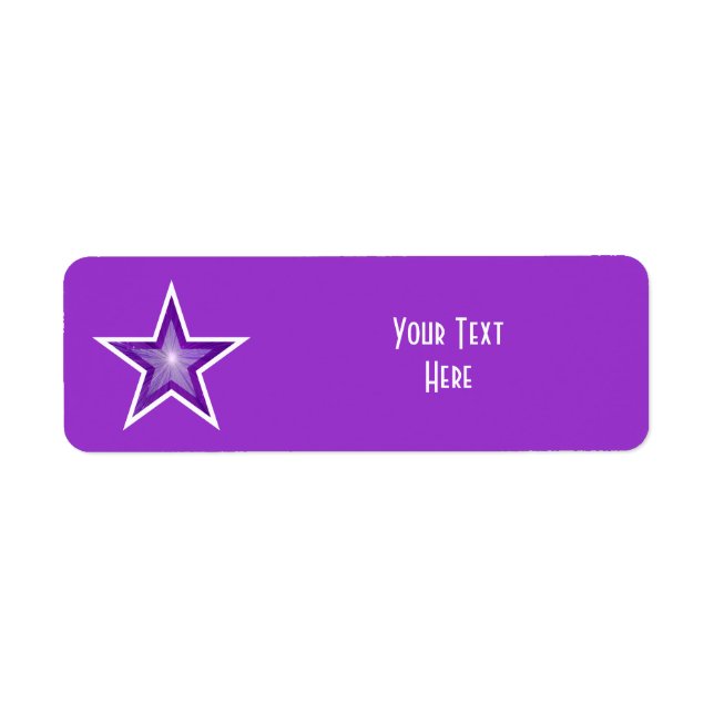 Purple Star 'Your Text' label small purple (Front)