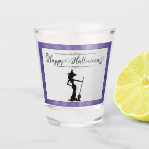 Purple Starburst Witch Halloween Shot Glass