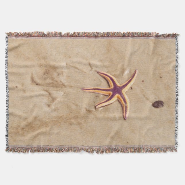 Purple Starfish Dancing on the Beach Throw Blanket (Front)