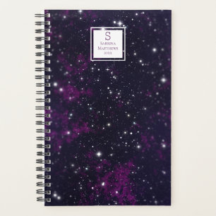 Purple Starry Sky Galaxy   Monogrammed Planner