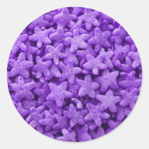 Purple Stars Cereal Breakfast Food Pattern Classic Round Sticker