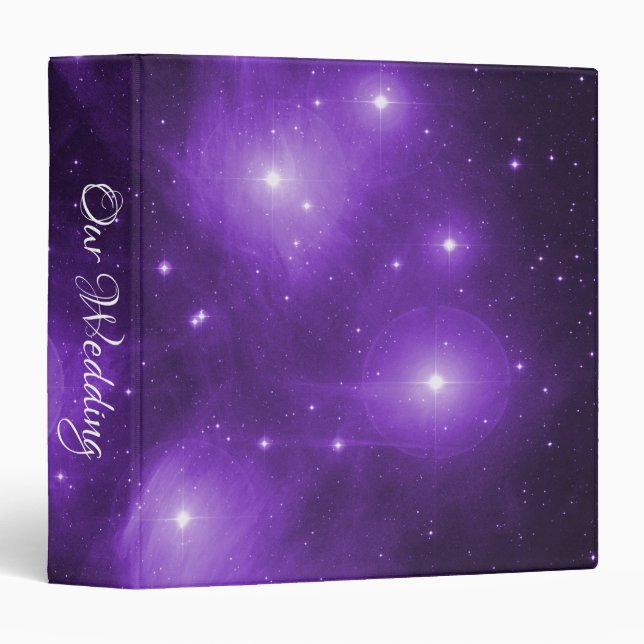 Purple Stars Constellation Celestial Wedding Binder (Front/Spine)