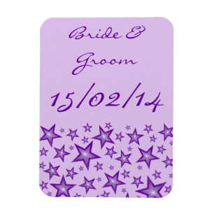 Purple Stars 'Names Date' pale purple flexible Magnet