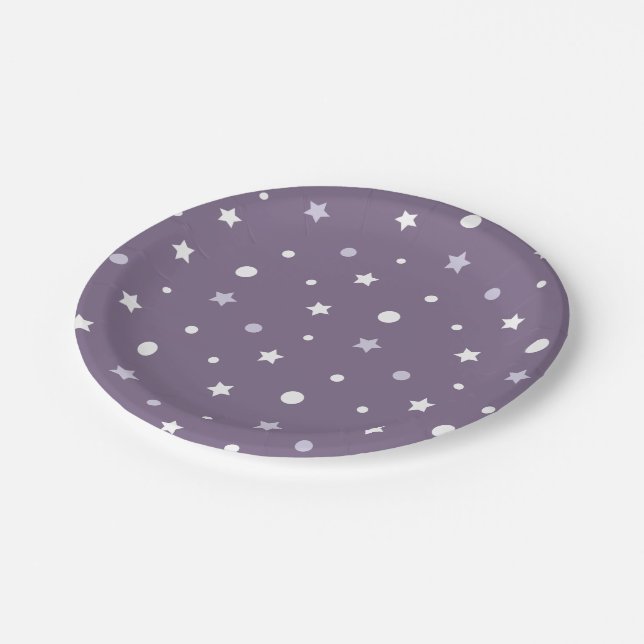 Purple Stars Paper Plate (Angled)