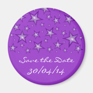 Purple Stars 'Save the Date' fridge magnet purple