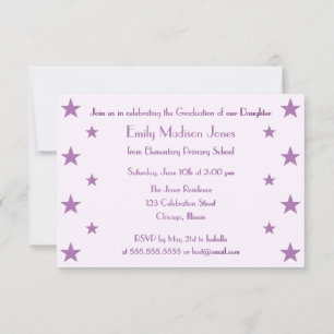Purple Stars School Graduation Party Invitation