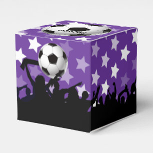 Purple Stars Soccer Fans and Ball Favor Box