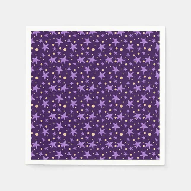 Purple Stars Violet Starry Night Baby Shower Napkin (Front)