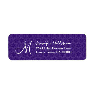 Purple Stars Wedding Monogram Address Label