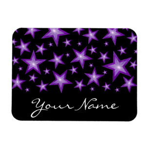 Purple Stars 'Your Name' flexible magnet black