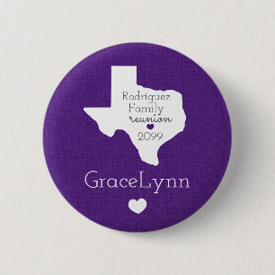 Purple State of Texas Family Reunion Button