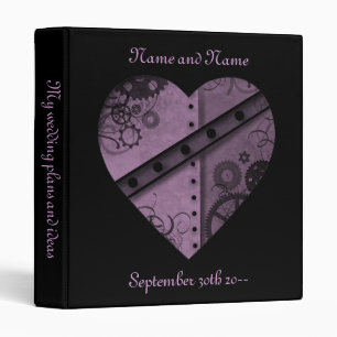 Purple steampunk heart pretty wedding planner binder