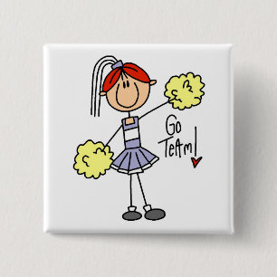 Purple Stick Figure Cheerleader t-shirts and Gifts 2 Inch Square Button