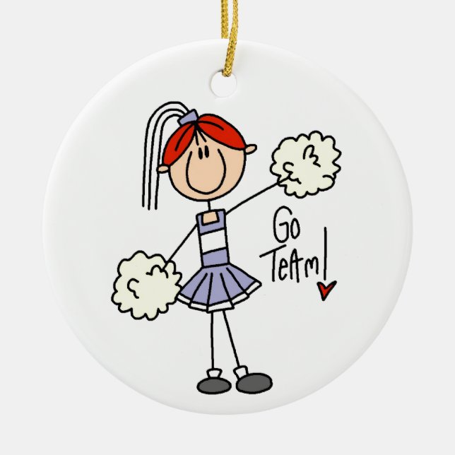 Purple Stick Figure Cheerleader t-shirts and Gifts Ceramic Ornament (Front)