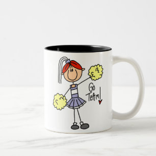 Purple Stick Figure Cheerleader t-shirts and Gifts Two-Tone Coffee Mug