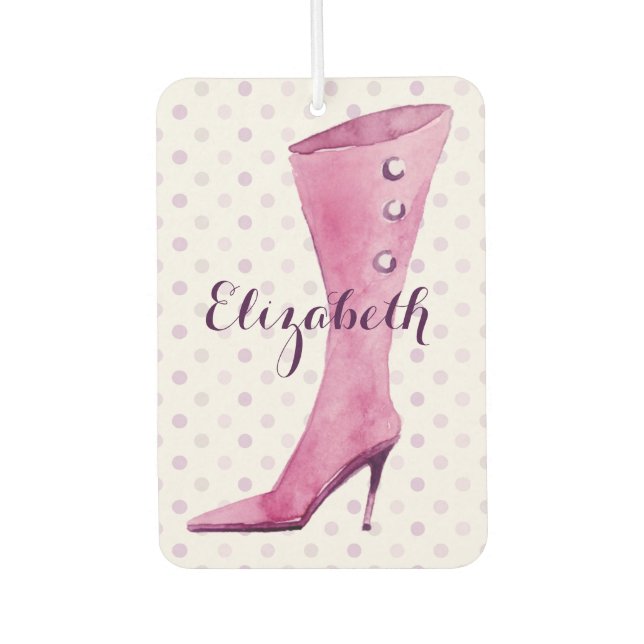 Purple stiletto heel boot personalized car air freshener (Front)