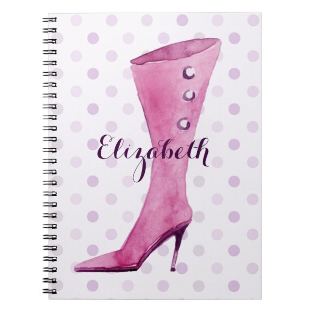 Purple stiletto heel boot personalized notebook (Front)