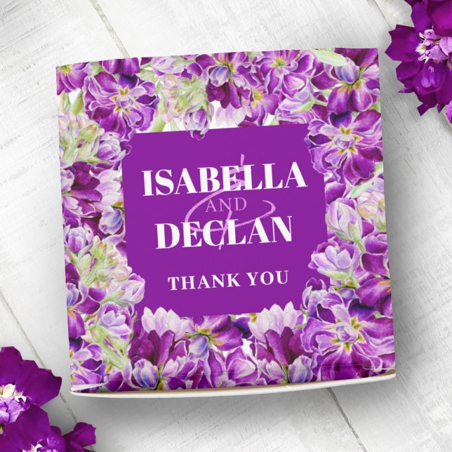 Purple stock flower watercolor floral favor box (Creator Uploaded)