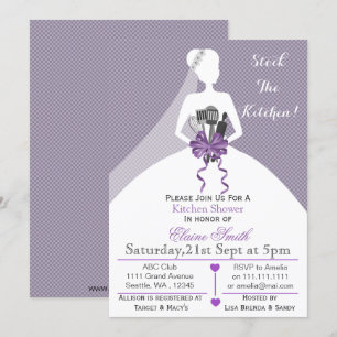 Purple stock the kitchen Bridal shower Invite