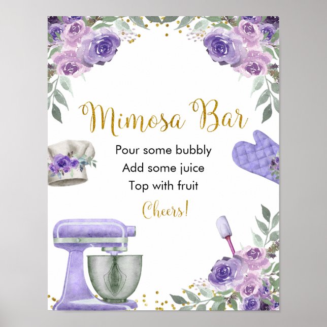Purple Stock the Kitchen Bridal Shower Mimosa Bar  Poster (Front)