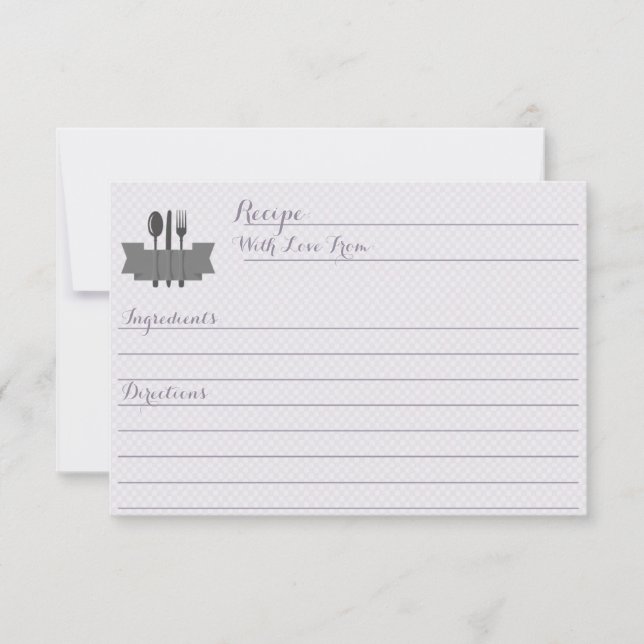 Purple stock the kitchen Bridal shower recipe card (Front)