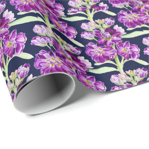 Purple stock watercolor flower floral pattern wrapping paper