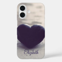 Purple Stone Heart on a Wet Beach Personalized