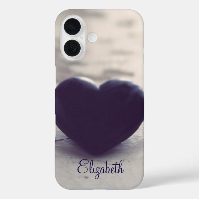 Purple Stone Heart on a Wet Beach Personalized Case-Mate iPhone Case (Back)