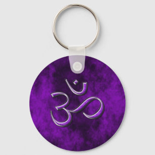 Purple Stone Om Keychain
