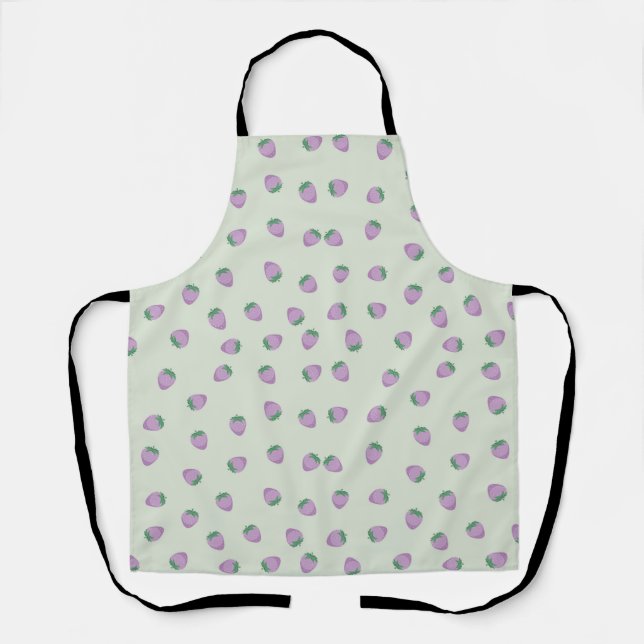  Purple Strawberries Pattern Apron (Front)