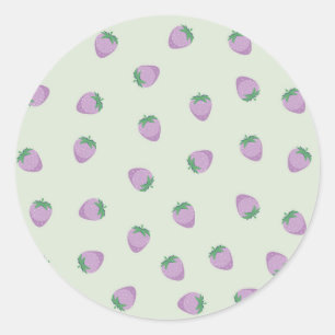 Purple Strawberries Pattern Classic Round Sticker