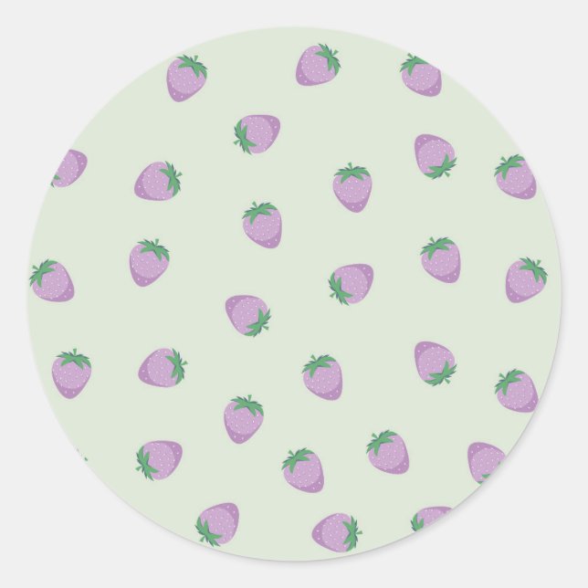Purple Strawberries Pattern Classic Round Sticker (Front)
