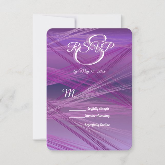 Purple Streaks Wedding RSVP Card (Front)