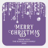 Purple String Lights Christmas Party Favour Square