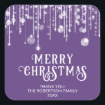 Purple String Lights Christmas Party Favour Square Sticker<br><div class="desc">Purple and white string lights sparkles Christmas party favour stickers with a cute whimsical fun party for a festive Holiday.</div>