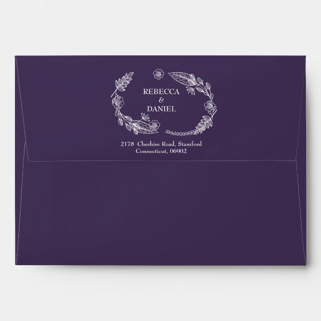 Purple String Lights Floral Return Address Envelope (Back (Top Flap))