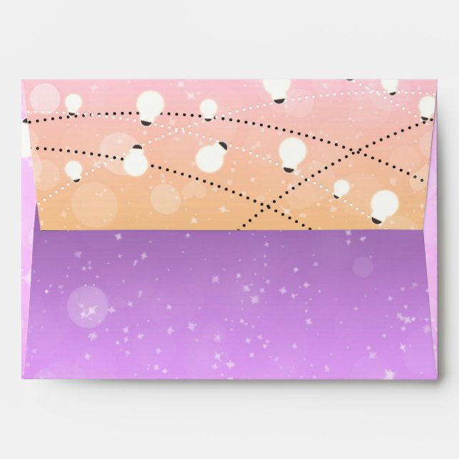 Purple String Lights Sparkle Invitation Envelopes (Back (Top Flap))