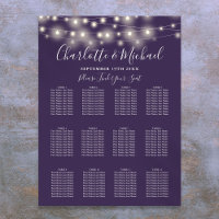 Purple String Lights Wedding Seating Chart