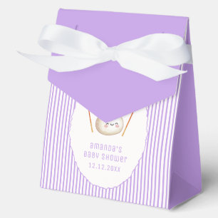 Purple Stripe Bow Asian Dumpling Baby Shower Favor Box