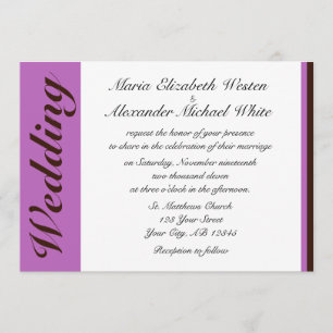 Purple Stripe Chocolate Brown Wedding Invitations