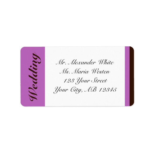 Purple Stripe ChocolateBrown Wedding Address Label (Front)