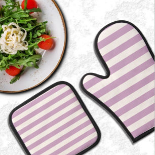 Purple Stripe Oven Mitt & Pot Holder Set