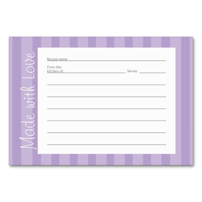 Purple Stripe Pattern Recipe Cards (Front)