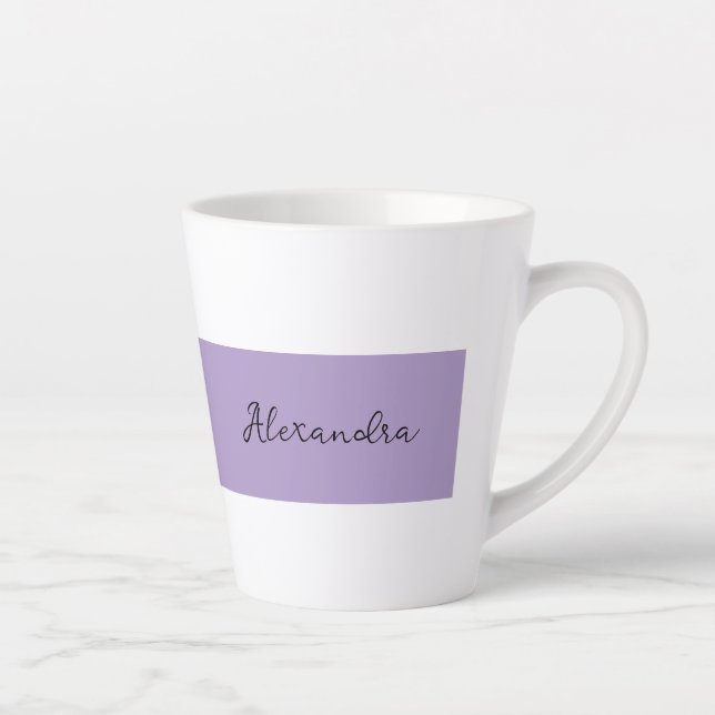Purple Stripe With Name Template Latte Mug (Right)