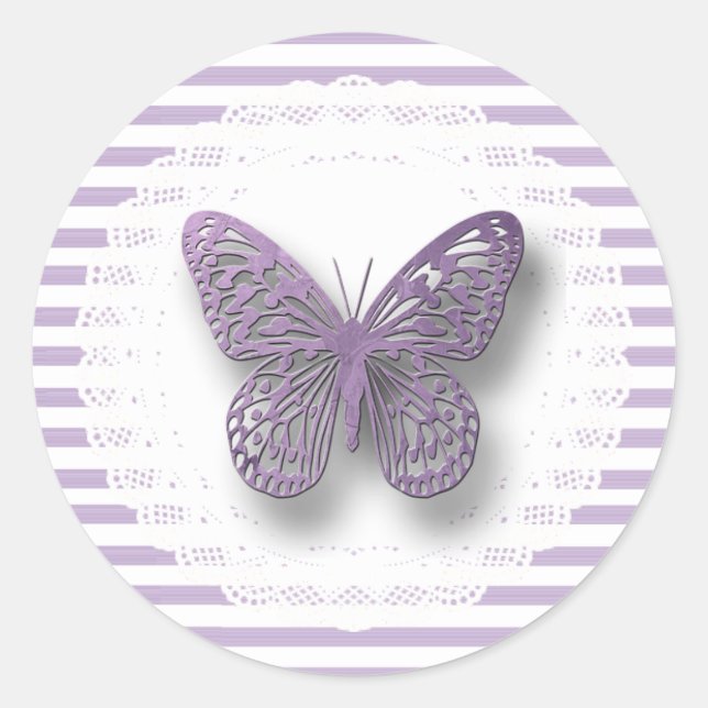 Purple Striped butterfly Stickers (Front)