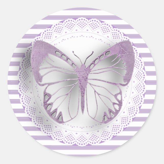 Purple Striped butterfly Stickers (Front)